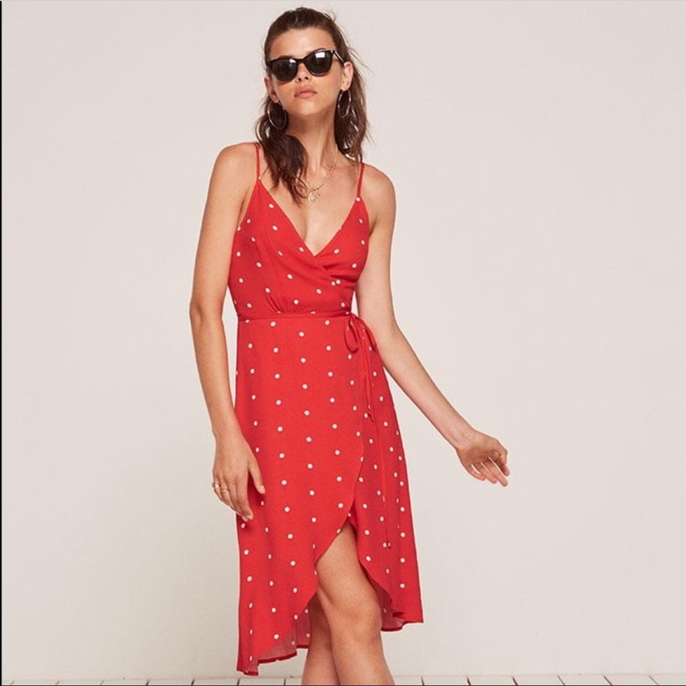 Reformation Anouk red polka dot